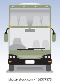 Front view of Double deck Modern touring bus