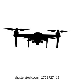 Drone de vista frontal en estilo de silueta mínima para imágenes de tecnología futurista, perfecto para tableros de instrumentos, infografías, diseño de interfaz de usuario y contenido relacionado con drones.