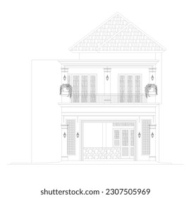 front view or elevation sketch of the classic Dutch concept residence