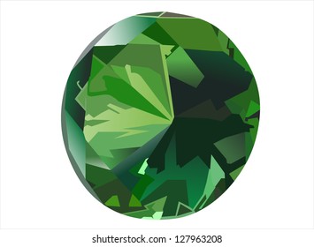front view emerald isolated on white
