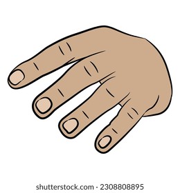 Front view of an empty human hand with open fingers. Cartoon style. Isolated vector illustration.