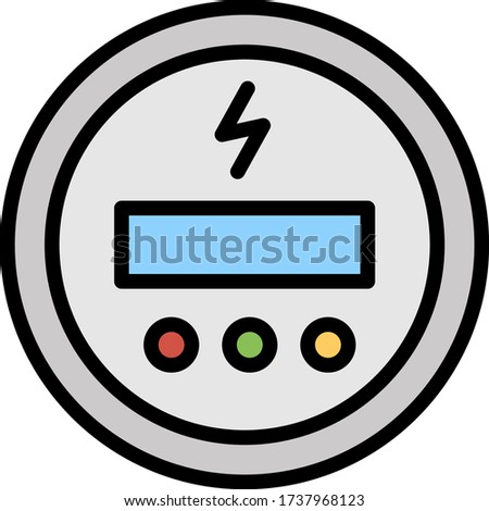 Front View Energy Consumption Measurement Device Vector Color Icon design, Analog Kilowatt hour electric metere concept, Digital power supply meter on white background, 