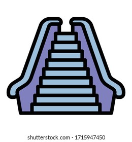 Rolltreppensymbol an der Vorderseite. Outline Front View Rolltreppe Vektorillustration Symbol für Webdesign einzeln auf weißem Hintergrund