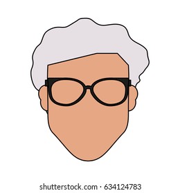 front view faceless old man with glasses