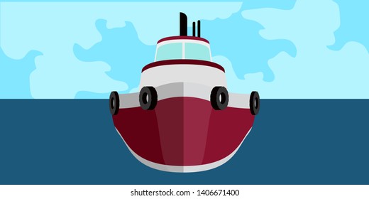 Front view of a fishing boat in a landscape - Vector