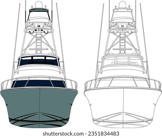 Front View Fischerboot Vektorgrafik Kunstgrafik.