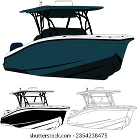 Front view fishing boat vector