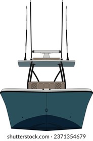 Front view fishing boat vector and illustration