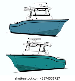 Vector de embarcación de pesca delantera