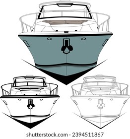 Front-View Fischerboot Vektorgrafik T-Shirt und bedruckbar auf verschiedenen Materialien.