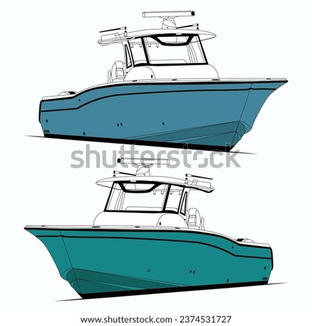 Front view fishing boat vector