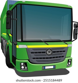 Front view of a garbage truck, vector, isolated