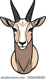 Front view of a gazelle with sharp horns