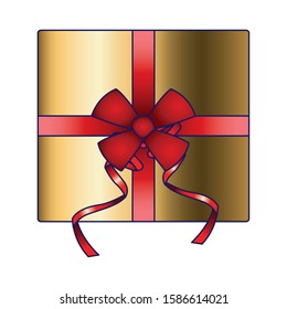 front view of gift box icon over white background, vector illustration