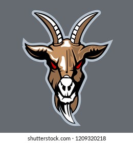 Front view Goat head. Cartoon style.