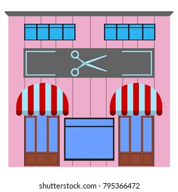 Front view of a hair salon, Vector illustration