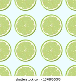 front view half sliced lime vector seamless pattern for background, wallpaper, print and other use with editable eps file