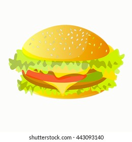 front view of a hamburger vector illustration