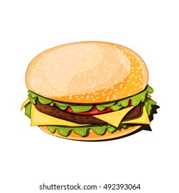 front view of a hamburger vector illustration