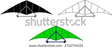 front view Hang gliding icon set