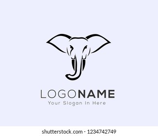 front view head elephant drawing art logo design inspiration