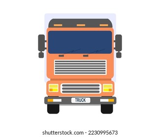 Front view of Heavy truck for transportation flat vector illustration.