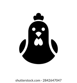 Front View Hen Standing Solid Icon