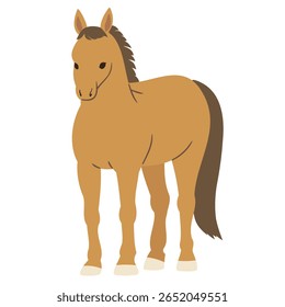 Ilustração de Cavalo com Vista Frontal (Estilo Plano)
