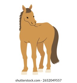 Ilustração de Cavalo com Vista Frontal (Estilo Plano)

