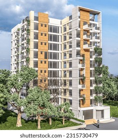 La vista frontal de la casa, es una casa de 10 unidades, incluyendo cuatro de piso.