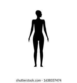 Front view human body silhouette of an adult female with a head turned to side.