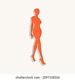 Vista frontal silueta corporal humana de una mujer adulta