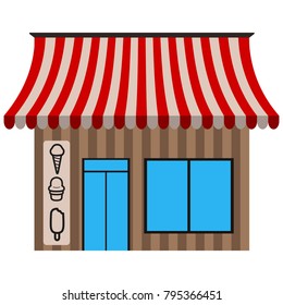 Front view of an ice cream shop, Vector illustration