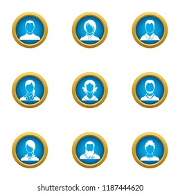 Front view icons set. Flat set of 9 front view vector icons for web isolated on white background