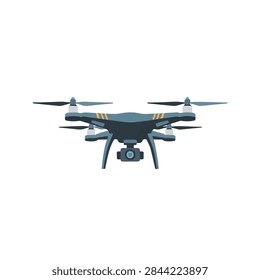 Front view illustration of a generic professional quadcopter drone with camera on white background