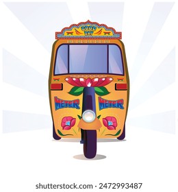 Front view of Indian auto-rickshaw. tuk-tuk in Thailand, meter typo on it