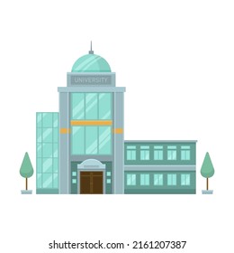 Front View Of Institution Cartoon Illustration. High And Elementary School, University, Kindergarten And School