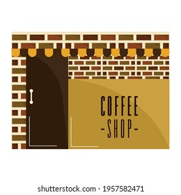 Front view of an isolated coffee shop building - Vector illustration