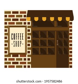 Front view of an isolated coffee shop building - Vector illustration