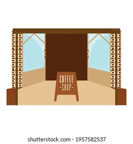 Front view of an isolated coffee shop building - Vector illustration