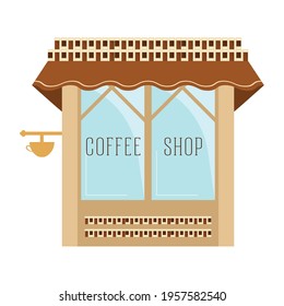 Front view of an isolated coffee shop building - Vector illustration