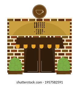 Front view of an isolated coffee shop building - Vector illustration