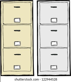 Front view of isolated metal filing cabinets