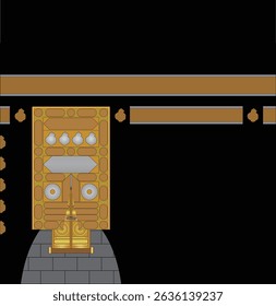 Front view of the Kaaba and the design of the Holy Door