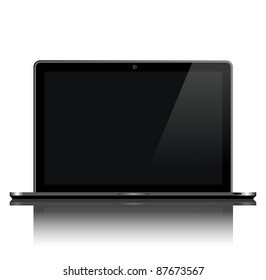 Front view of laptop on white