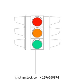 Front view line art vector of traffic lights on white background.