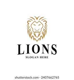 Front view of lion head logo design idea