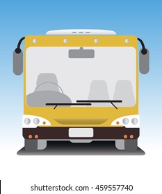 Front view of low floor city bus