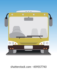 Front view of low floor city bus
