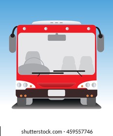 Front view of low floor city bus